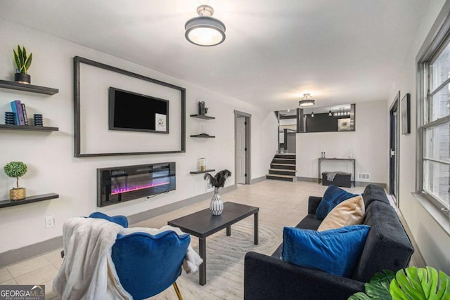 view of tiled living room