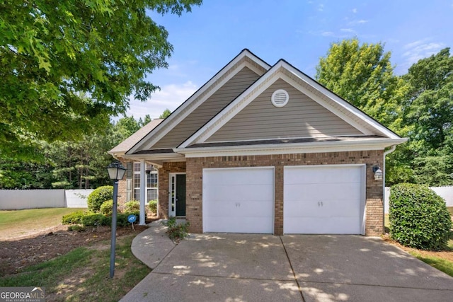 view of front of property with a garage