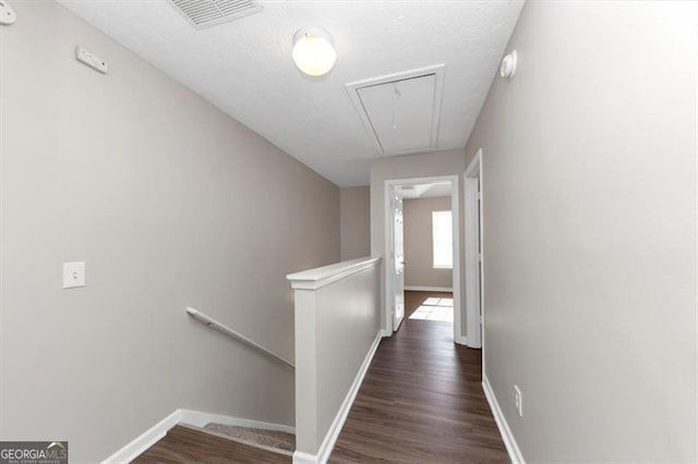 hall featuring dark wood-type flooring