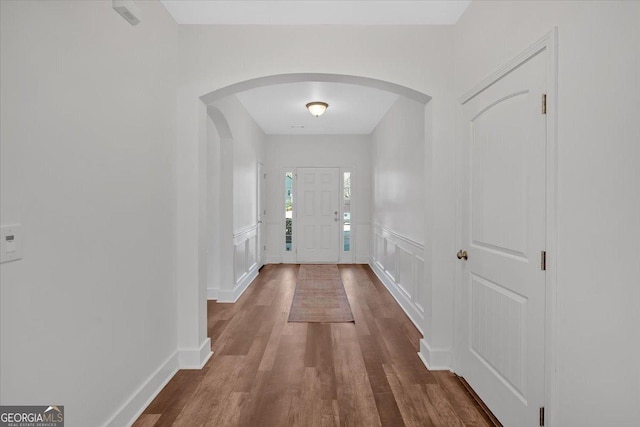 interior space with hardwood / wood-style floors