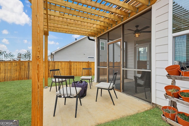 view of patio / terrace featuring a pergola