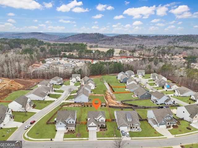 aerial view with a mountain view