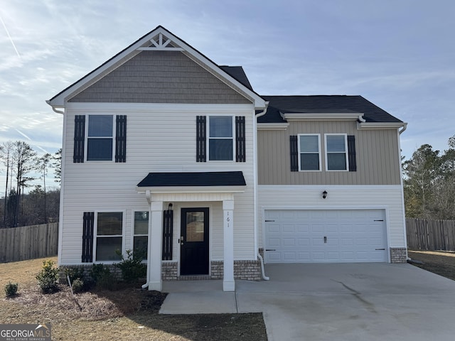 view of front of home with a garage