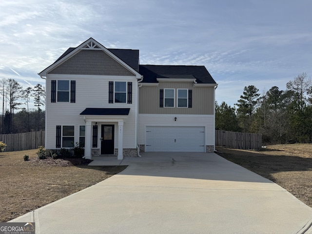 view of front facade featuring a garage