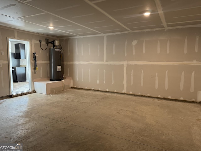 basement with water heater