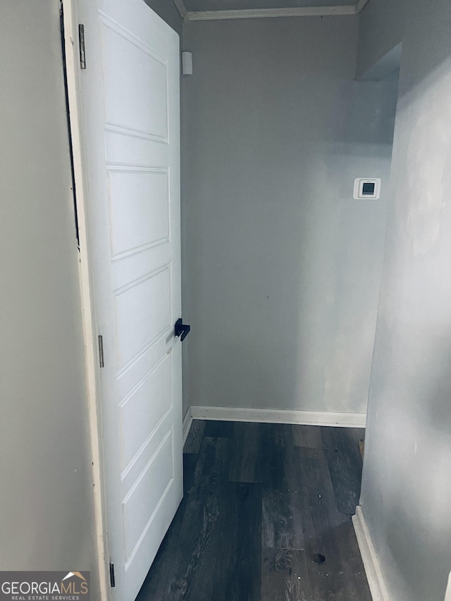 laundry area with washer hookup and dark wood-type flooring