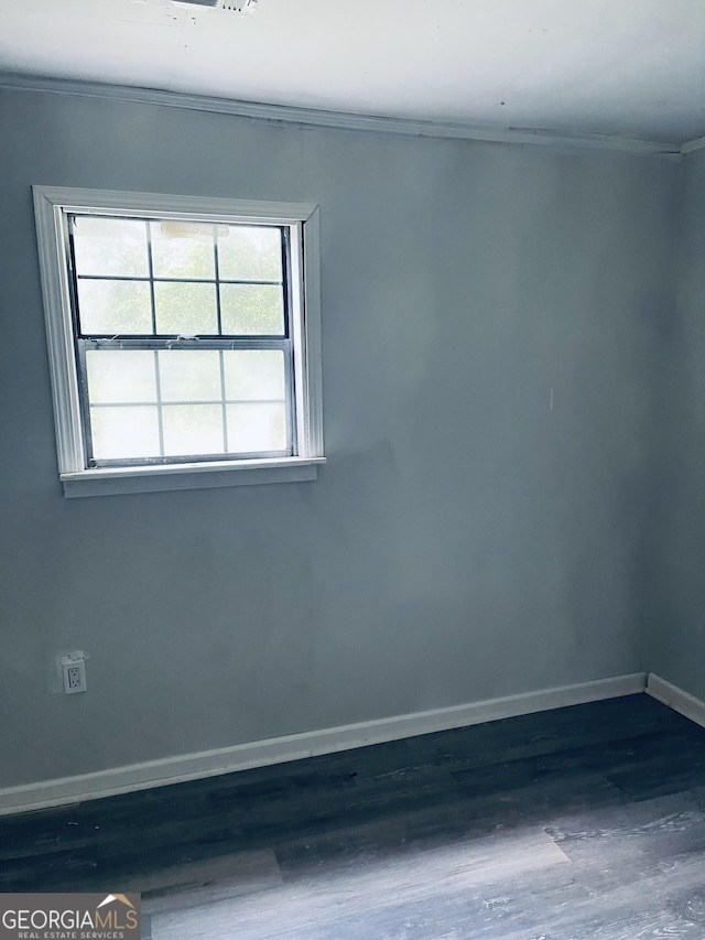 spare room with dark wood-type flooring