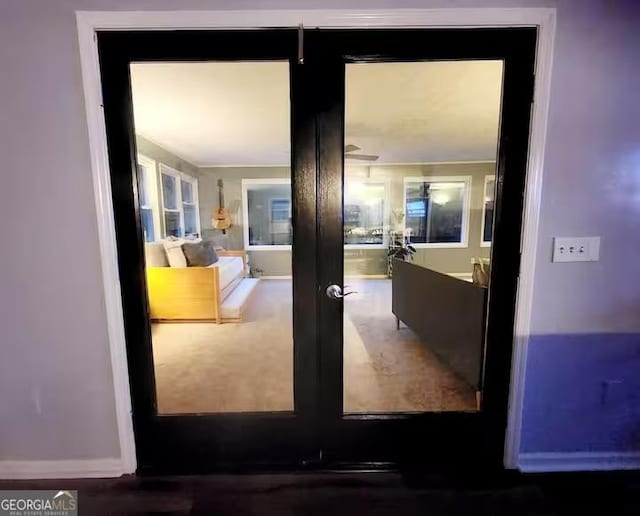 entryway featuring french doors