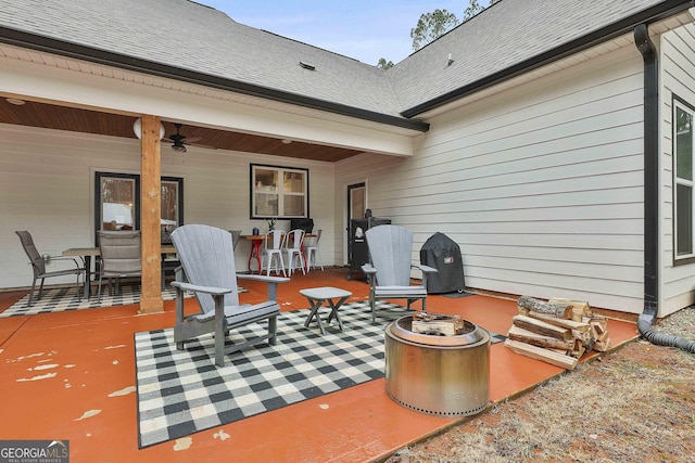 view of patio / terrace featuring ceiling fan