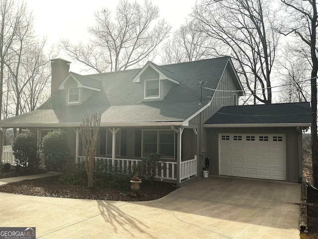 view of front facade with a garage and covered porch