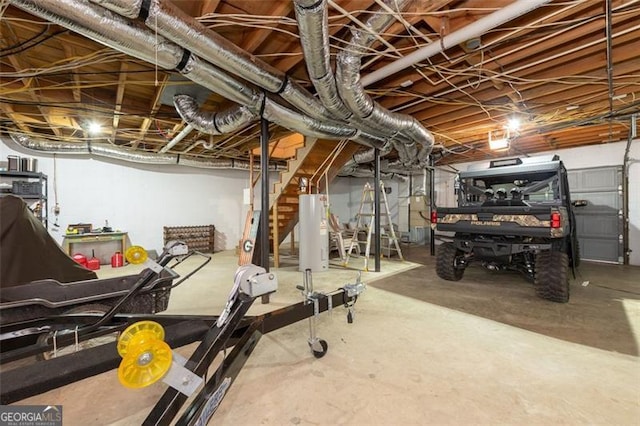 exercise room featuring electric water heater