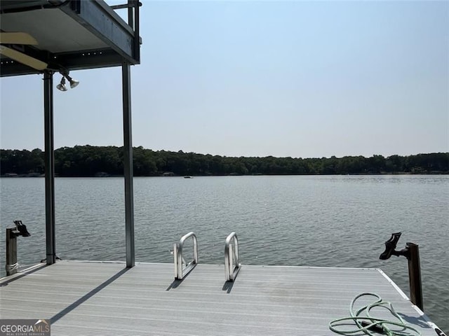 view of dock featuring a water view