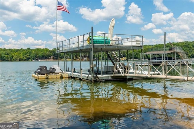 dock area featuring a water view