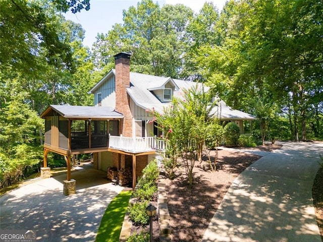 exterior space with a sunroom