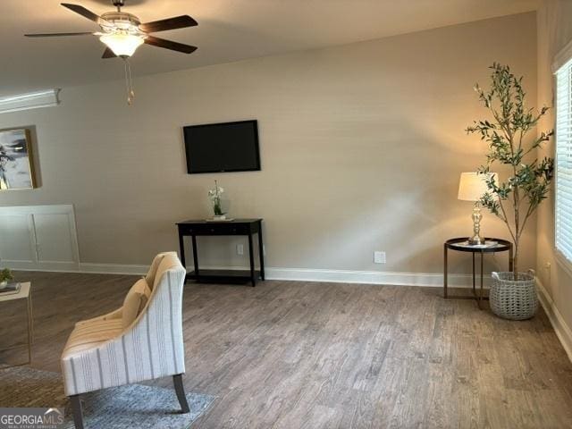 407 Crescent Ct, Griffin, GA 30224 - living area featuring wood finished floors and ceiling fan