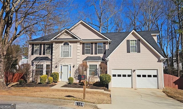 view of front of home with a garage