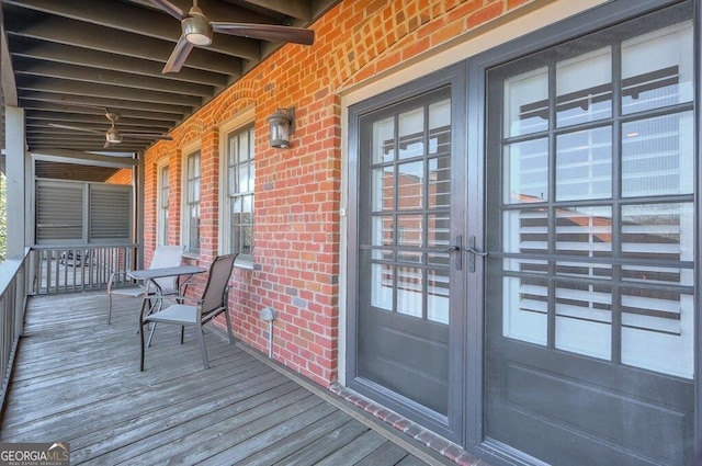 deck featuring french doors