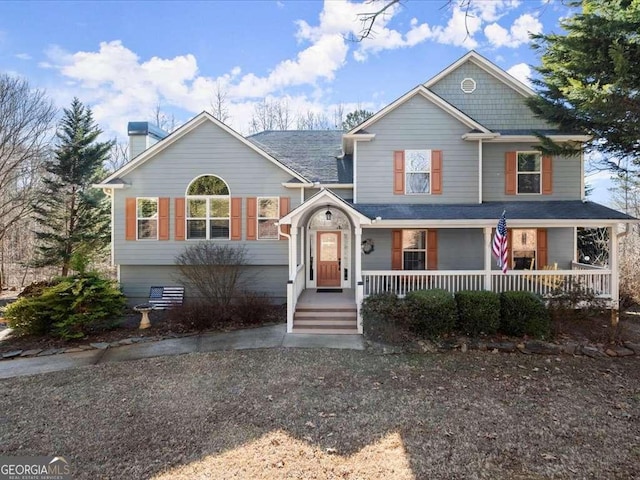 view of front of home with covered porch