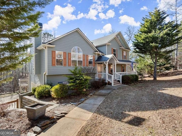 view of front of property featuring covered porch