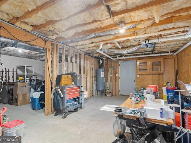 basement with water heater