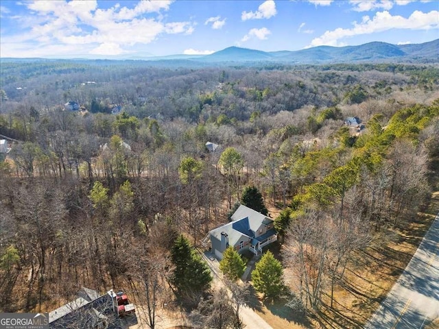 birds eye view of property with a mountain view