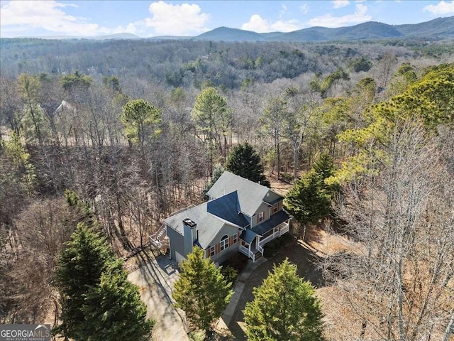 bird's eye view with a mountain view