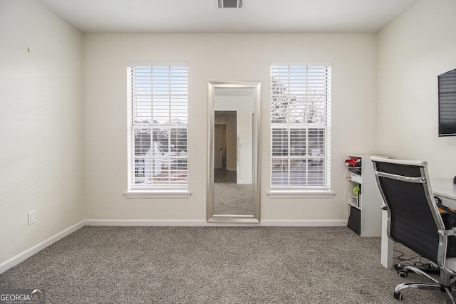 unfurnished office featuring carpet floors