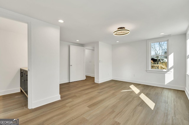 interior space with light hardwood / wood-style floors