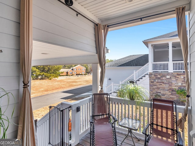 deck featuring a porch