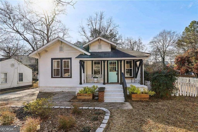 bungalow-style home featuring covered porch