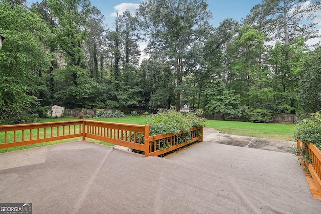 view of patio / terrace with a storage unit