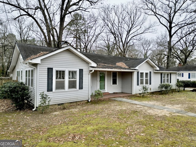 view of single story home