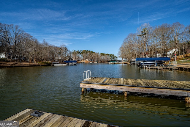 view of dock featuring a water view