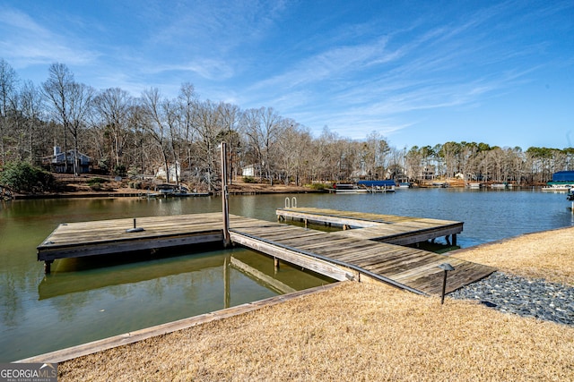 view of dock featuring a water view