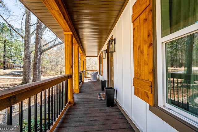 wooden deck featuring a porch