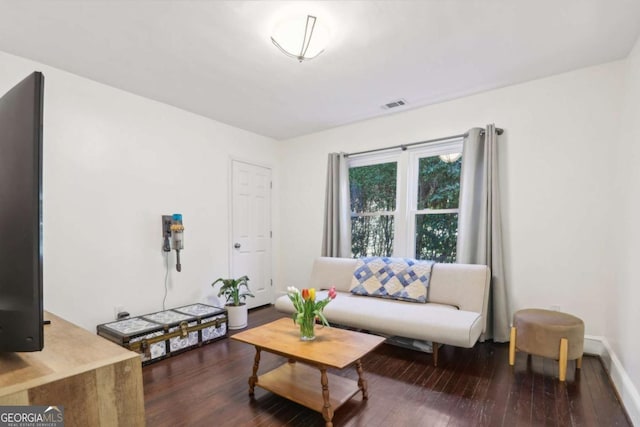 living room with hardwood / wood-style flooring