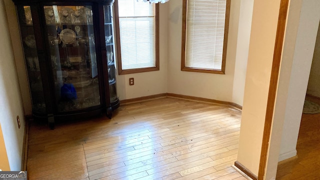 unfurnished room featuring light hardwood / wood-style flooring and a wealth of natural light