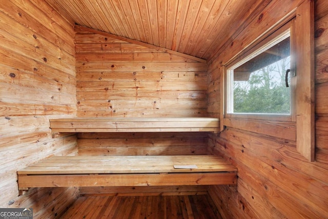 view of sauna / steam room featuring hardwood / wood-style floors