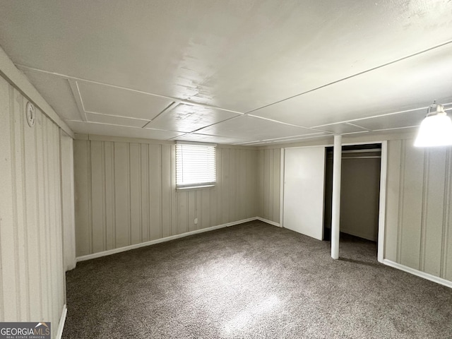 basement with carpet floors