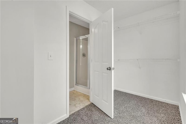 interior space featuring an enclosed shower