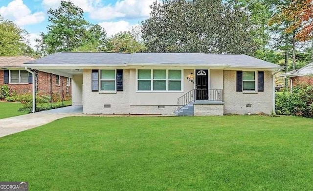 2284 Headland Dr, East Point, GA 30344 - ranch-style home featuring a front lawn and a carport