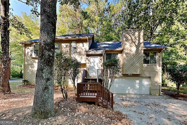 view of front of property with a garage