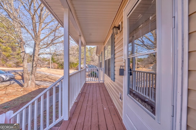 deck with a porch