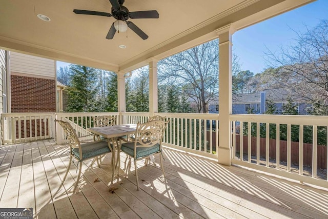 deck featuring ceiling fan