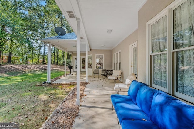 view of patio featuring an outdoor hangout area