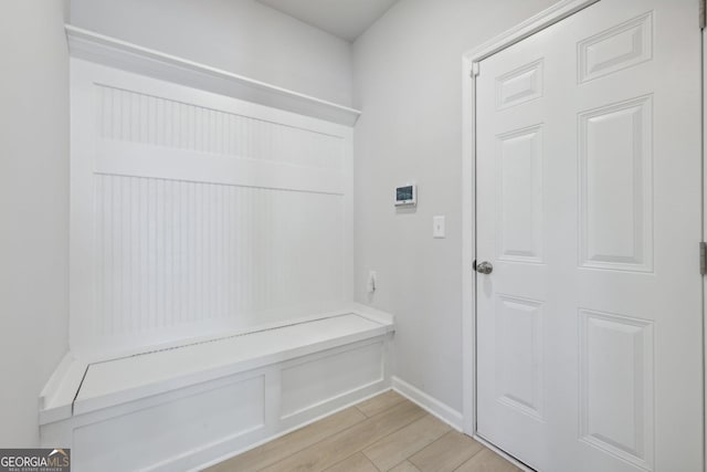 mudroom with light wood-type flooring