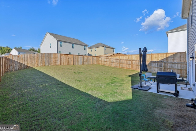 view of yard with a patio area