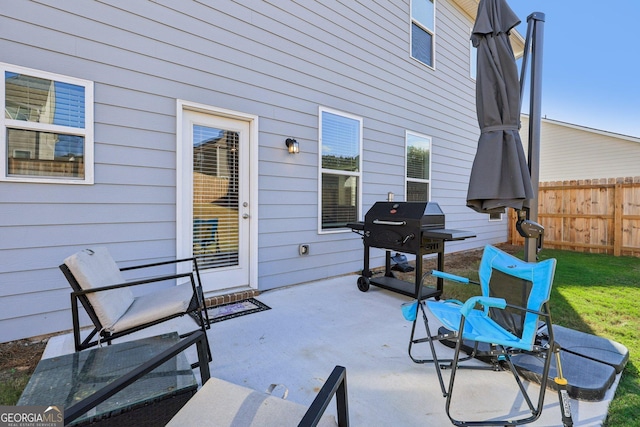 view of patio / terrace with a grill