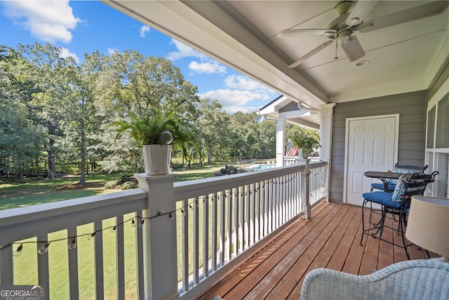 deck featuring ceiling fan