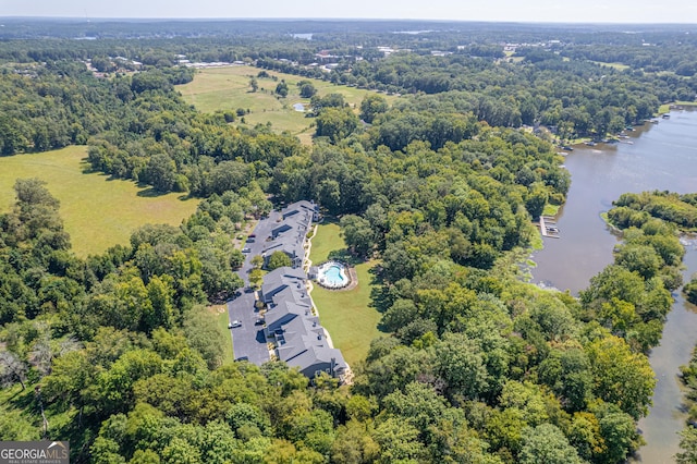 bird's eye view featuring a water view